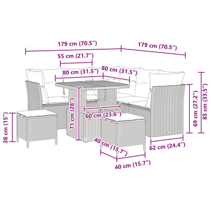 Gartensofa-set 8 stk. Schwarz Poly-Rattan