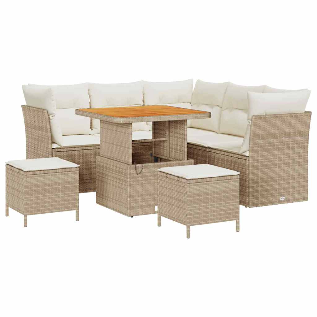 Gartensofa-set 8 stk. Beige Poly-Rattan