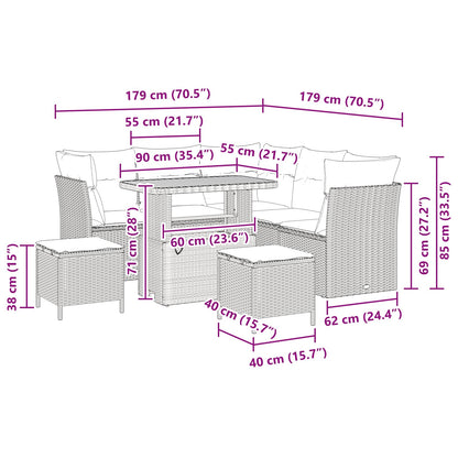 Gartensofa-set 8 stk. Schwarz Poly-Rattan