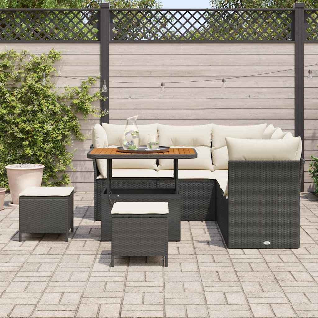 Gartensofa-set 8 stk. Schwarz Poly-Rattan