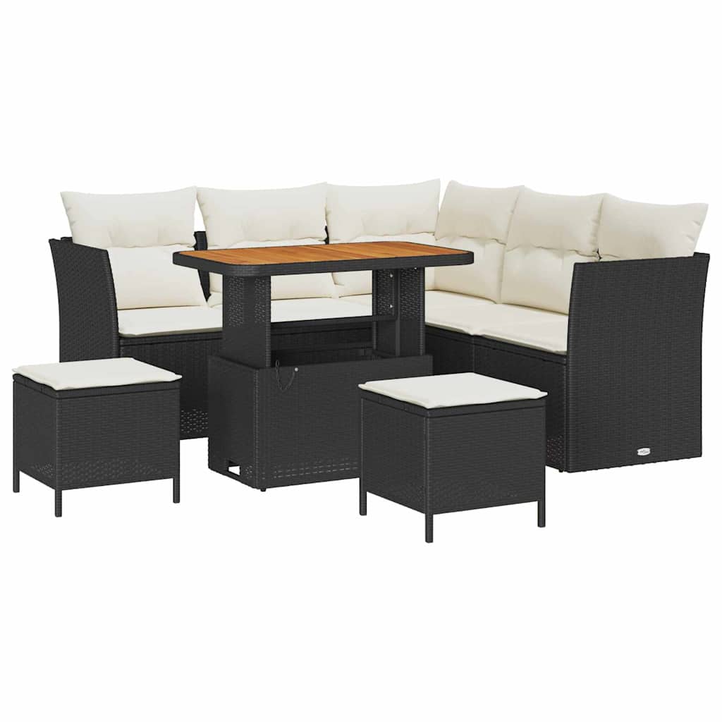 Gartensofa-set 8 stk. Schwarz Poly-Rattan