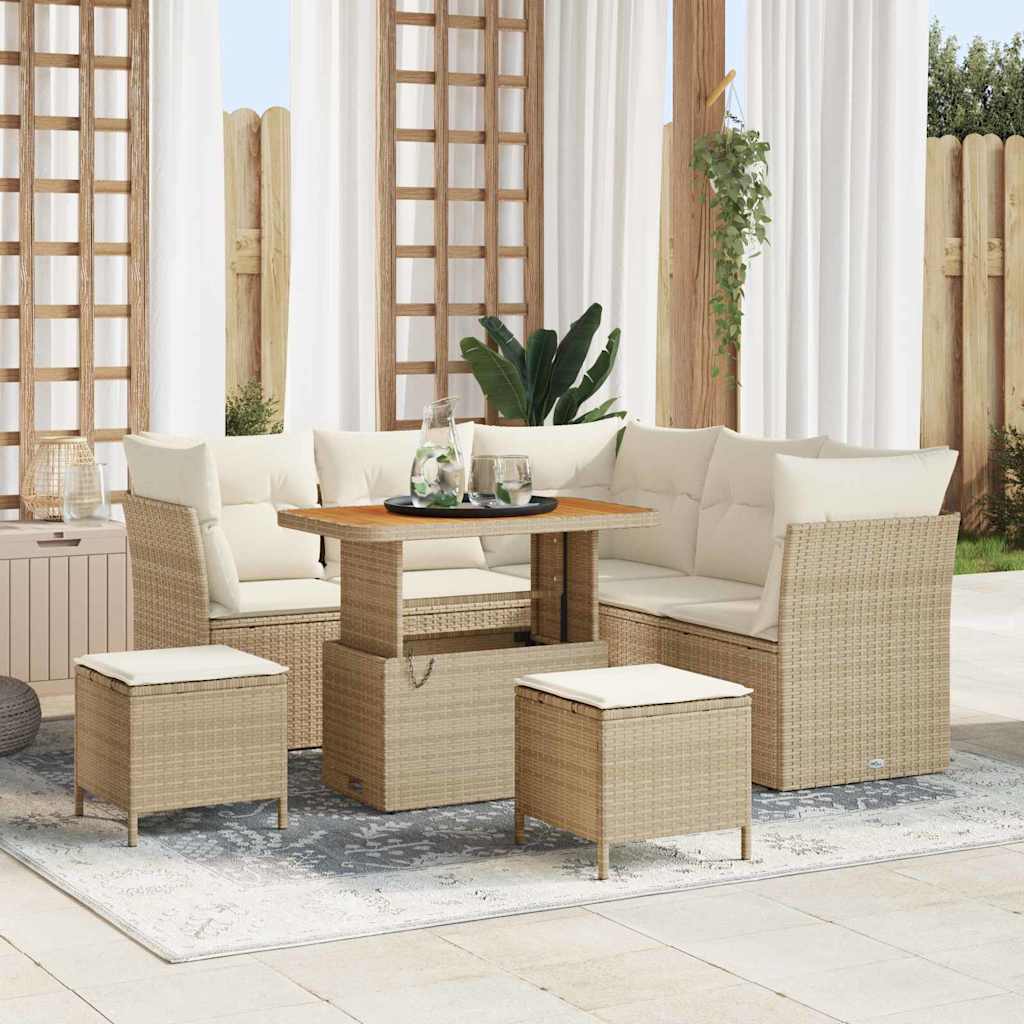 Gartensofa-set 8 stk. Beige Poly-Rattan