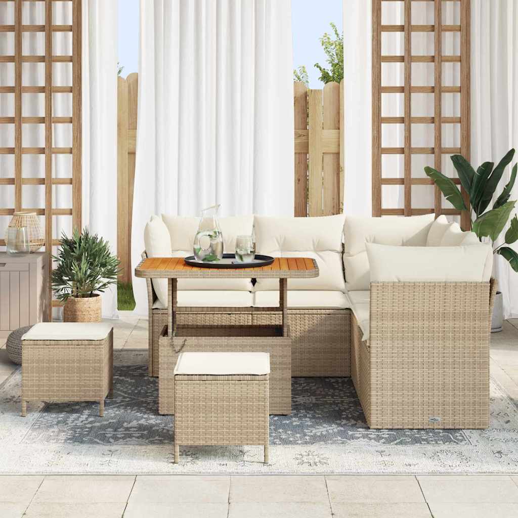 Gartensofa-set 8 stk. Beige Poly-Rattan