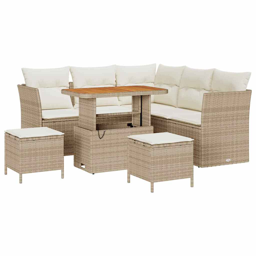 Gartensofa-set 8 stk. Beige Poly-Rattan