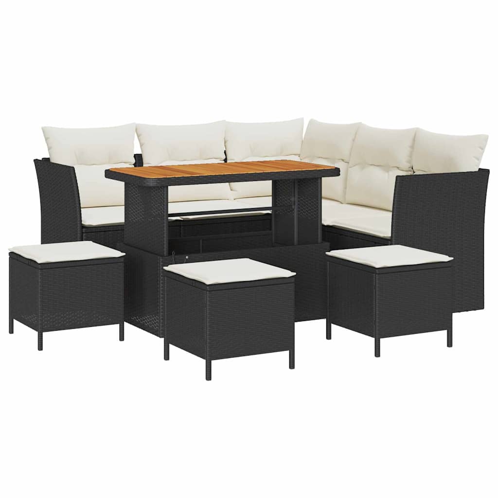 Gartensofa-set 9 stk. Schwarz Poly-Rattan