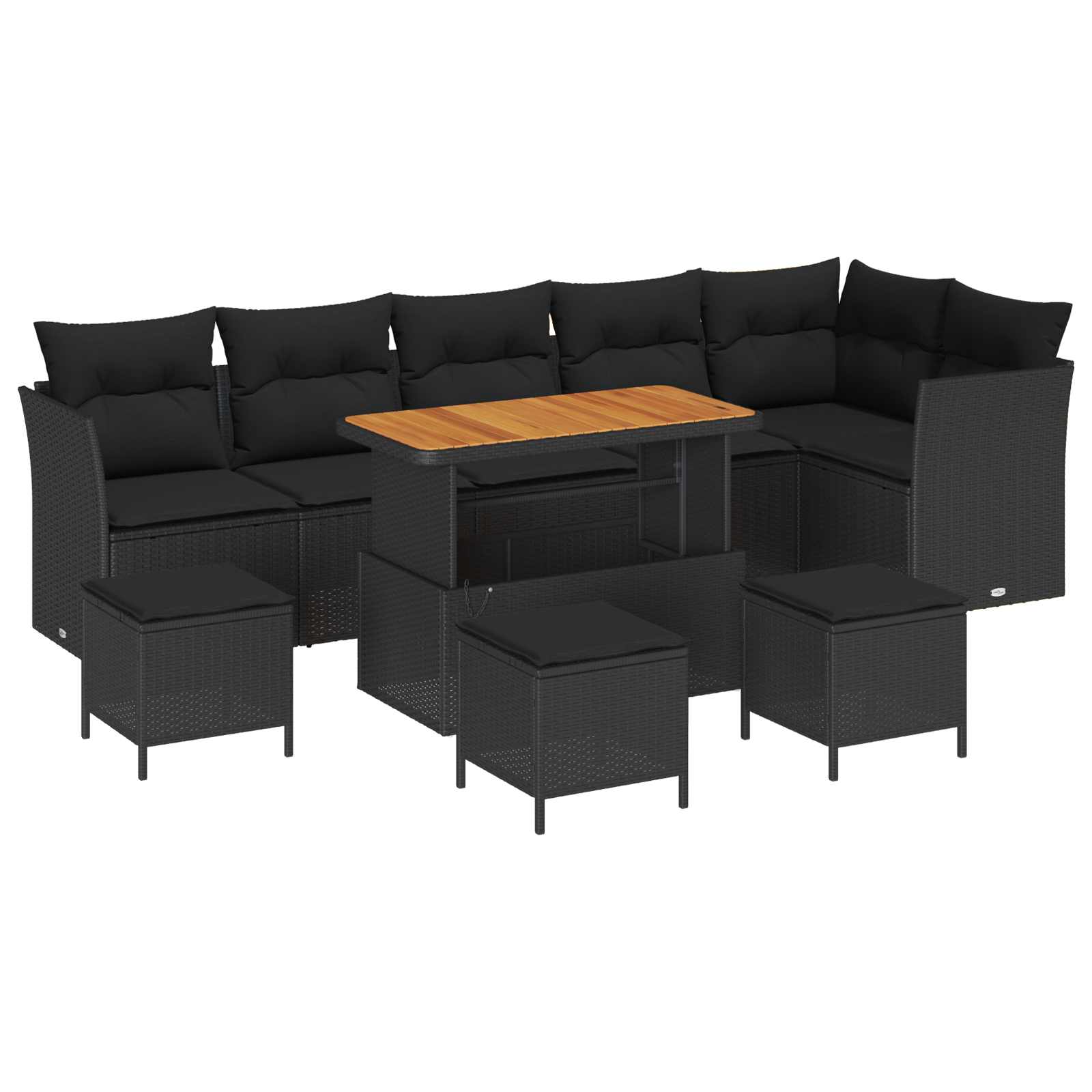 Gartensofa-set 10 stk. Schwarz Poly-Rattan