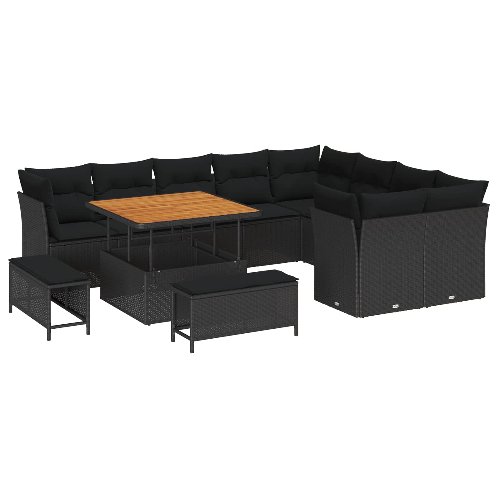Gartensofa-set 12 stk. Schwarz Poly-Rattan