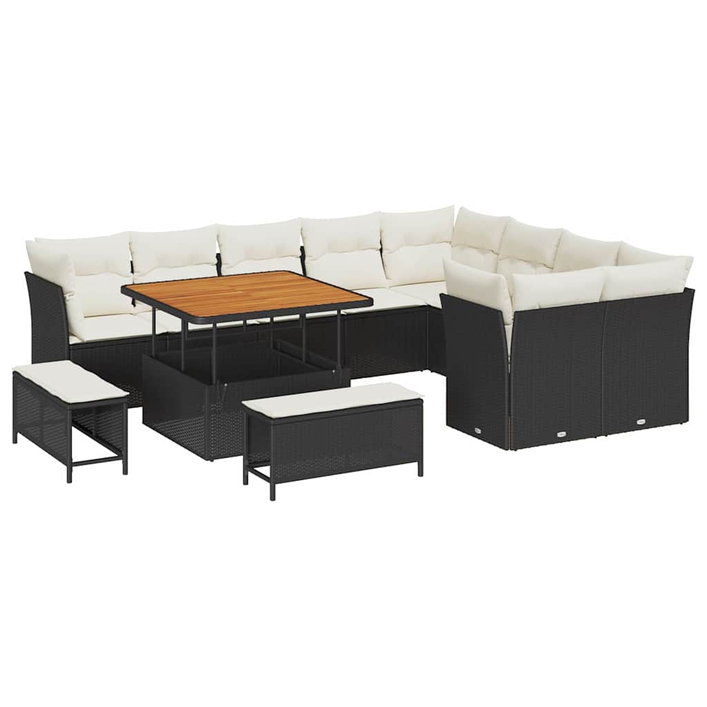 Gartensofa-set 12 stk. Schwarz Poly-Rattan