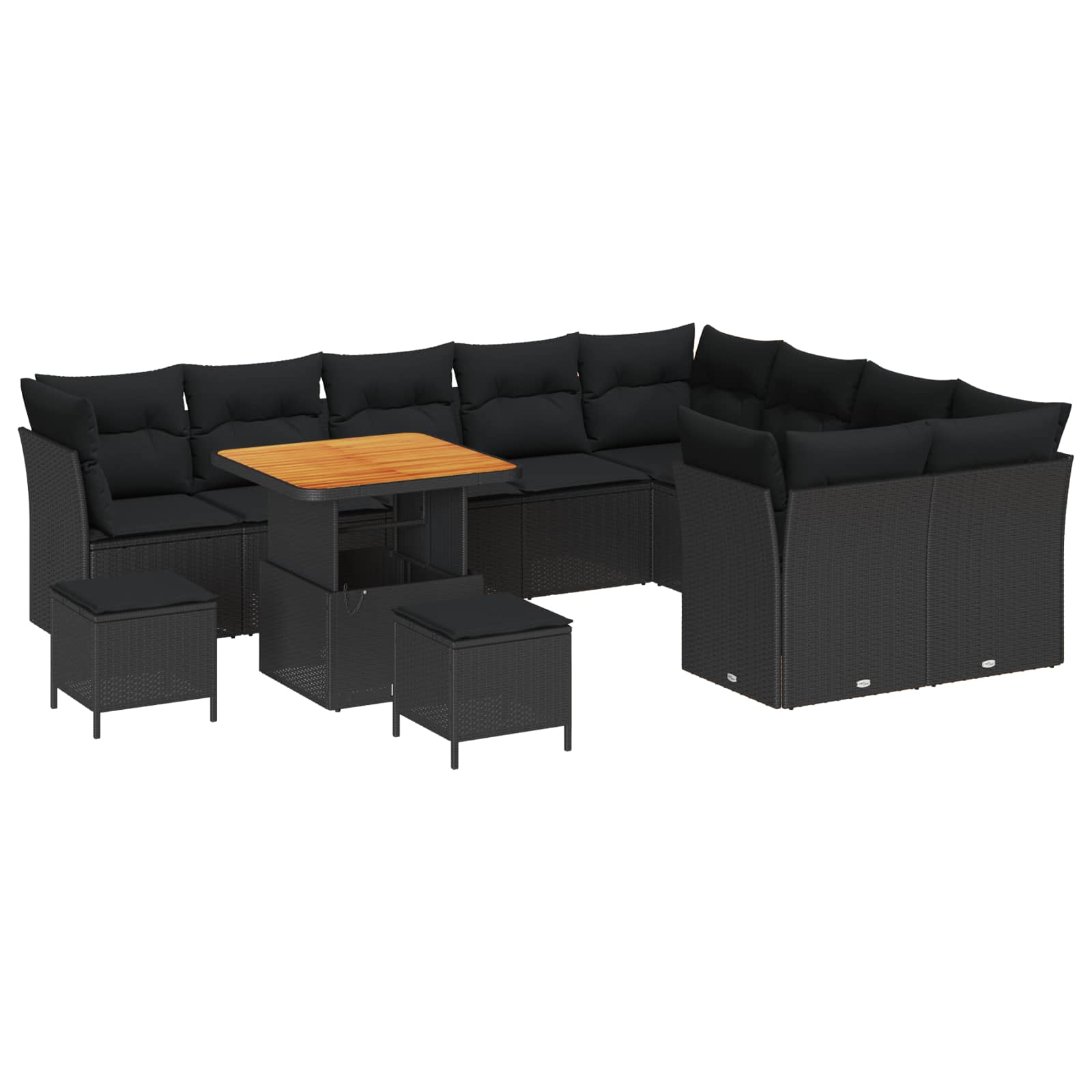 Gartensofa-set 12 stk. Schwarz Poly-Rattan