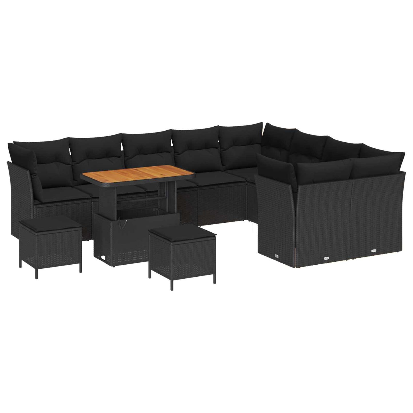 Gartensofa-set 12 stk. Schwarz Poly-Rattan