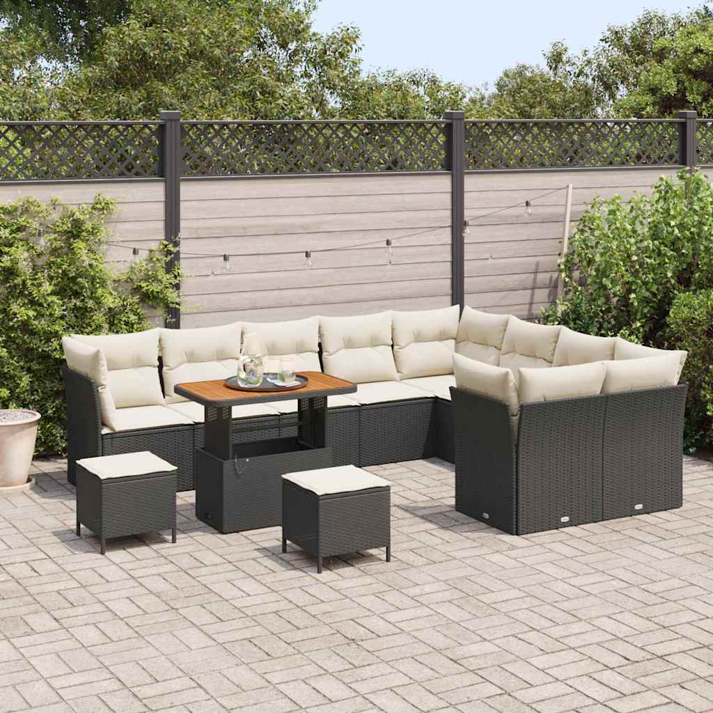 Gartensofa-set 12 stk. Schwarz Poly-Rattan