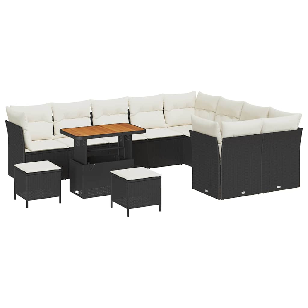 Gartensofa-set 12 stk. Schwarz Poly-Rattan
