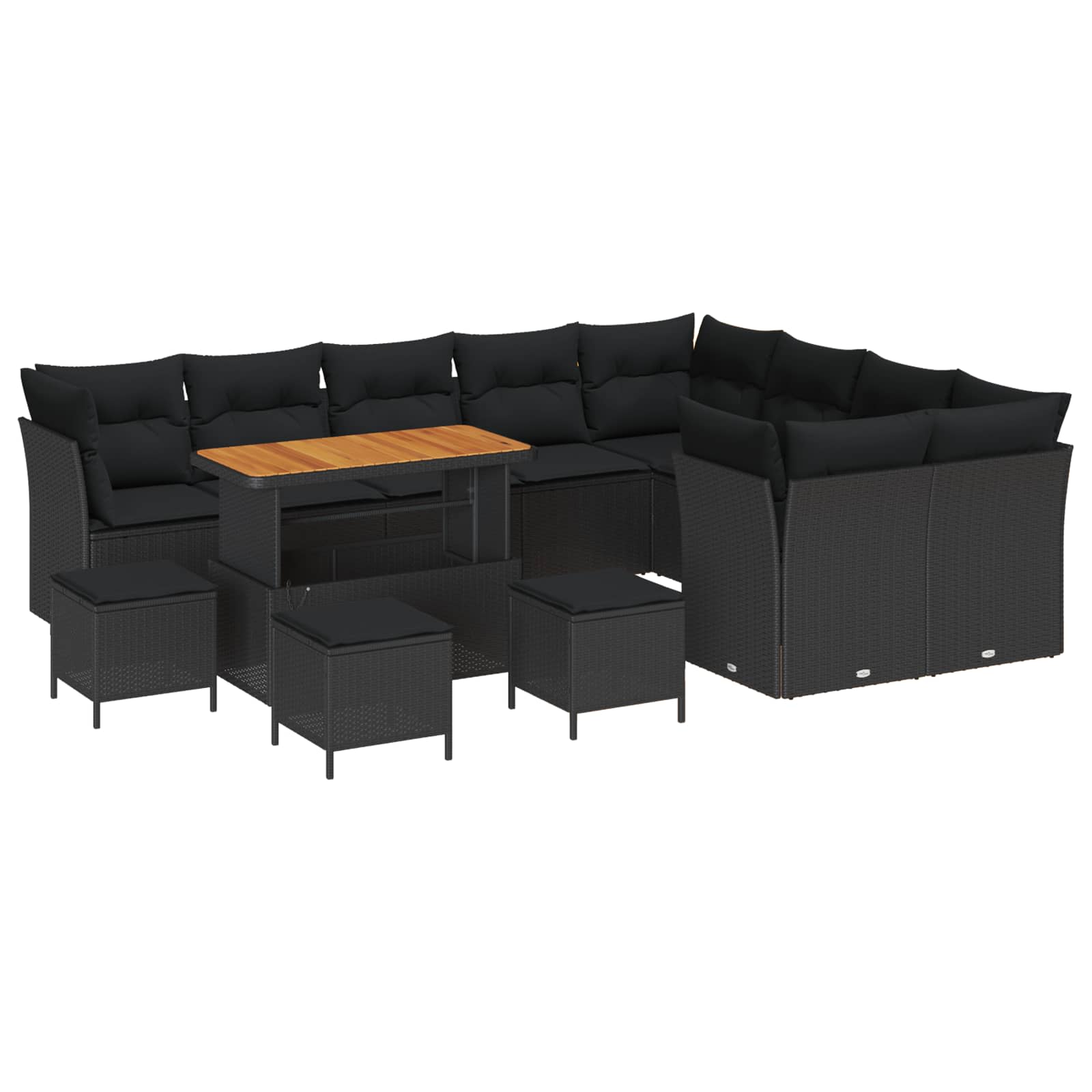 Gartensofa-set 13 stk. Schwarz Poly-Rattan