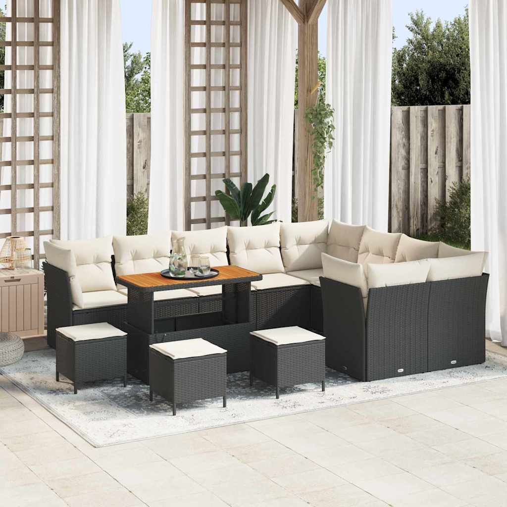 Gartensofa-set 13 stk. Schwarz Poly-Rattan