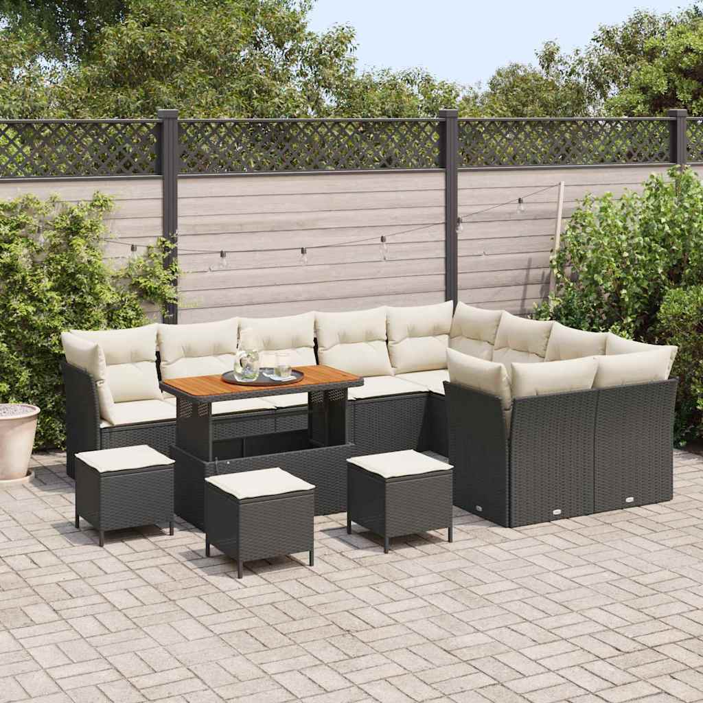 Gartensofa-set 13 stk. Schwarz Poly-Rattan