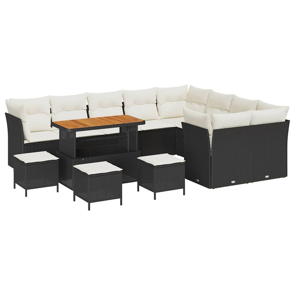 Gartensofa-set 13 stk. Schwarz Poly-Rattan
