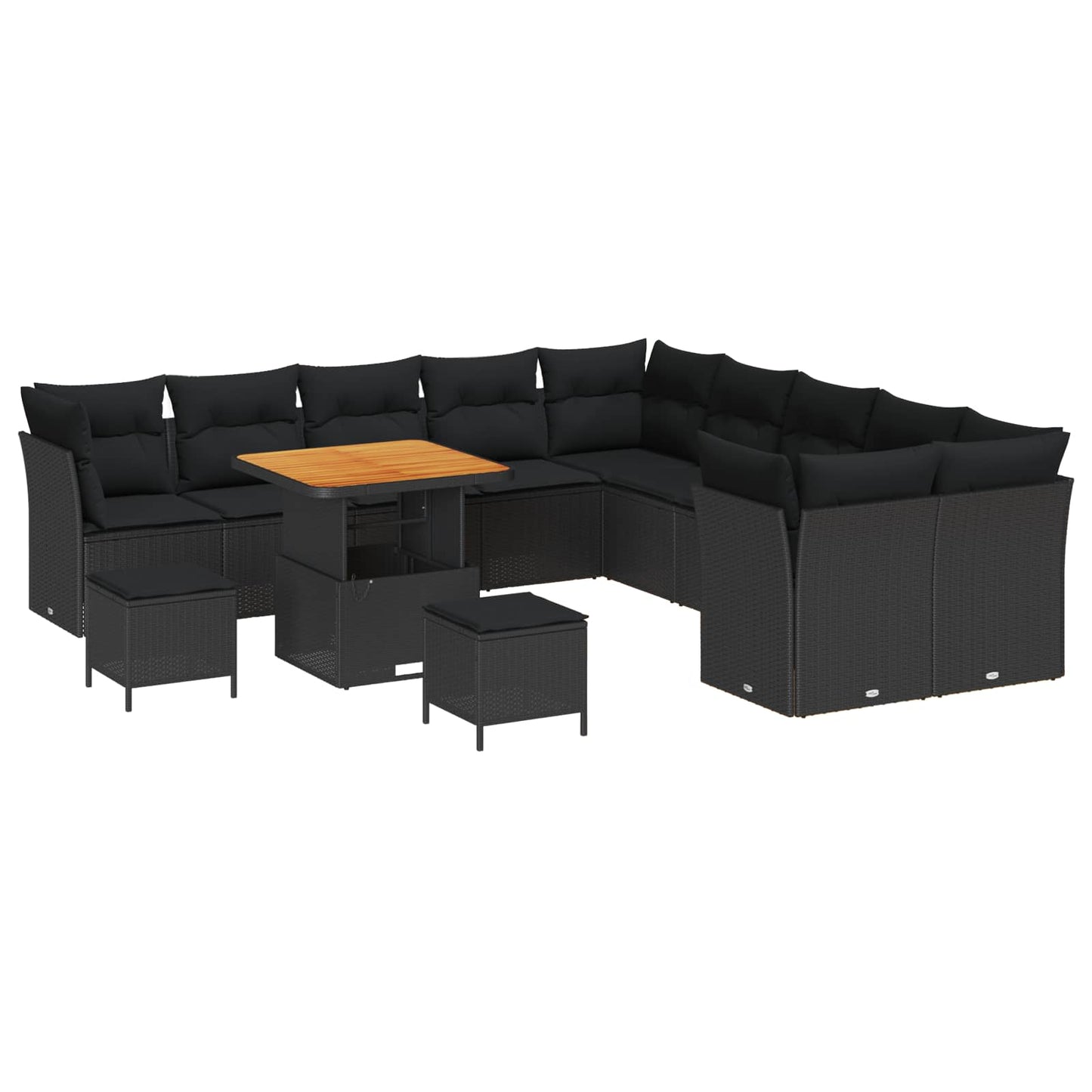 Gartensofa-set 13 stk. Schwarz Poly-Rattan