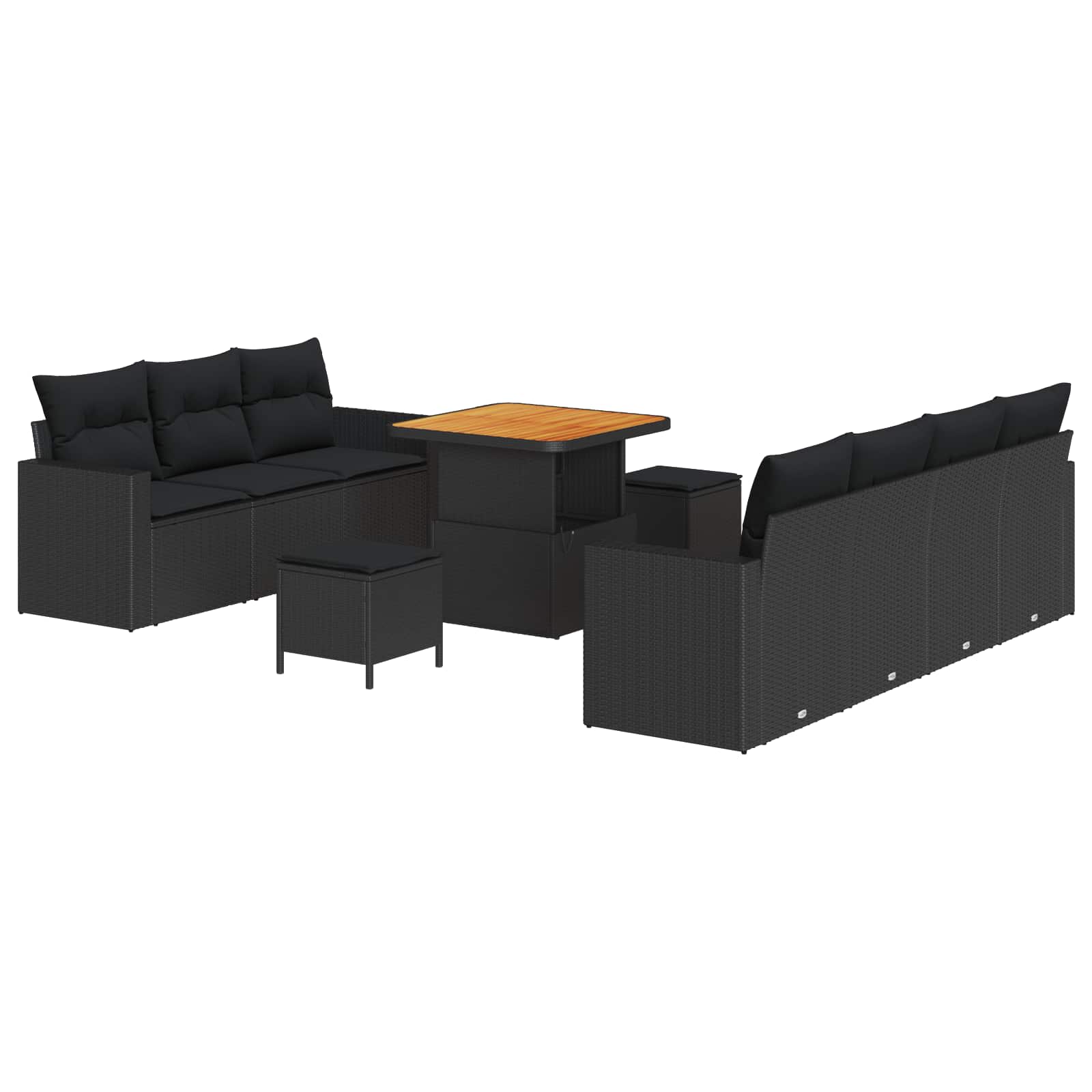 Gartensofa-set 10 stk. Schwarz Poly-Rattan