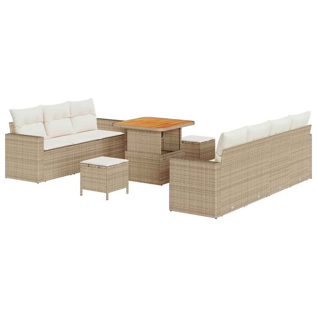 Gartensofa-set 10 stk. Beige Poly-Rattan