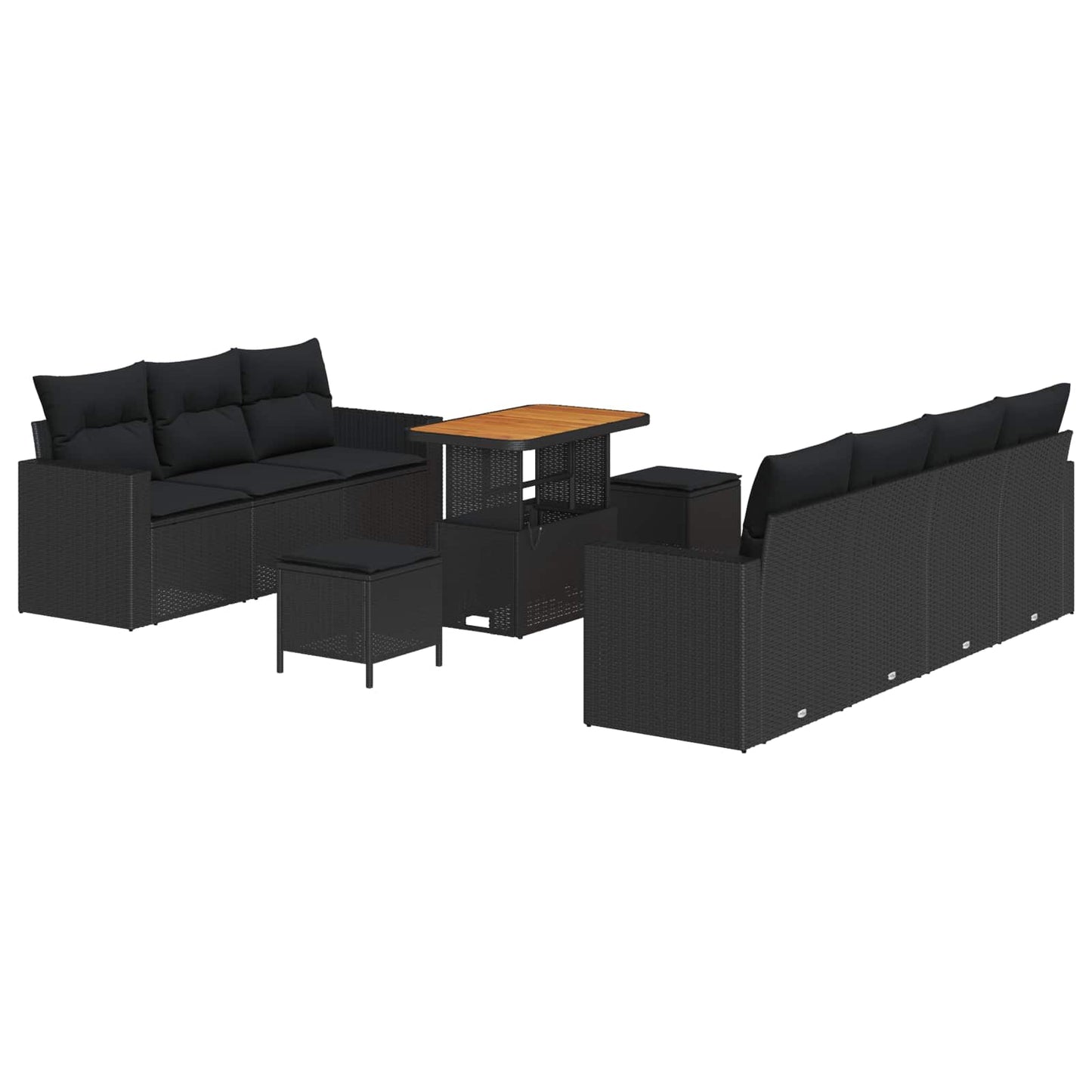 Gartensofa-set 10 stk. Schwarz Poly-Rattan