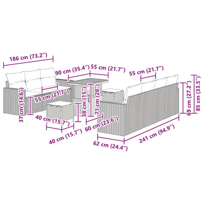 Gartensofa-set 10 stk. Schwarz Poly-Rattan