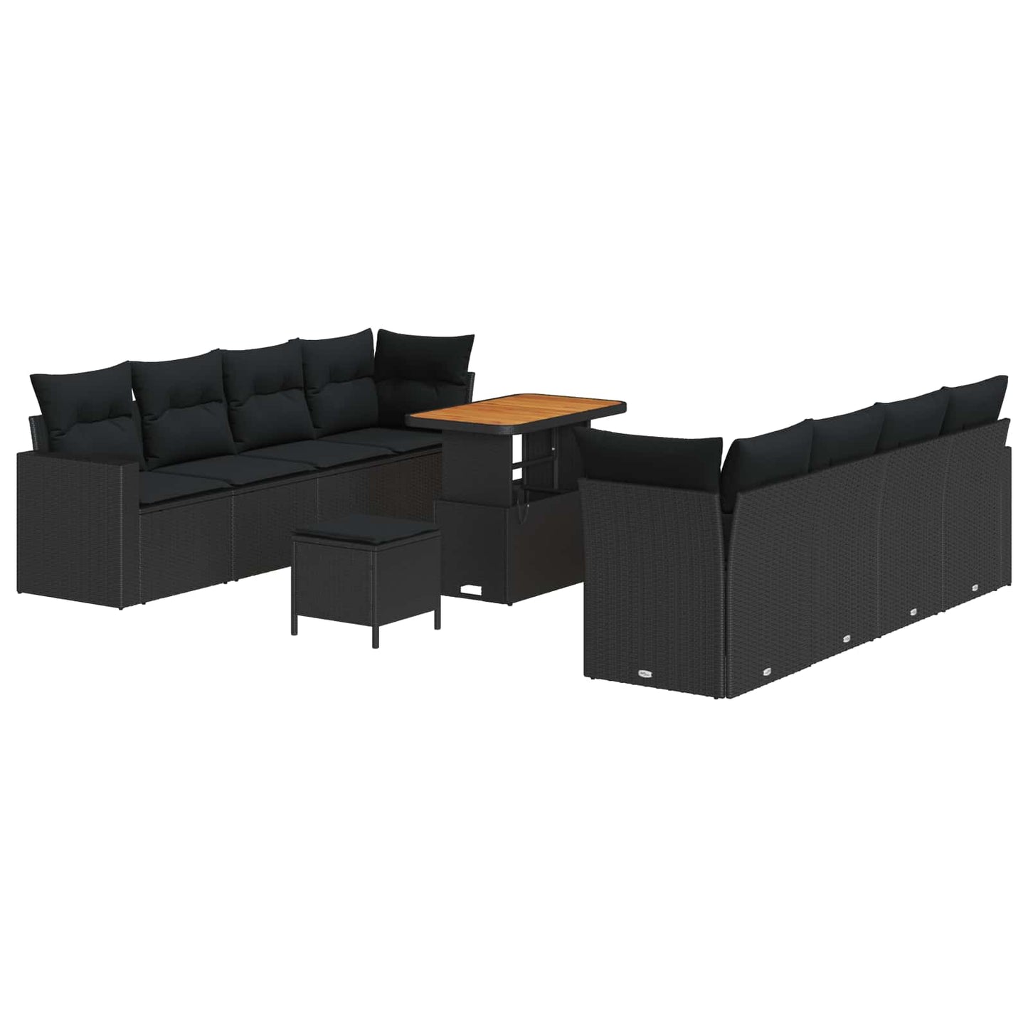 Gartensofa-set 11 stk. Schwarz Poly-Rattan