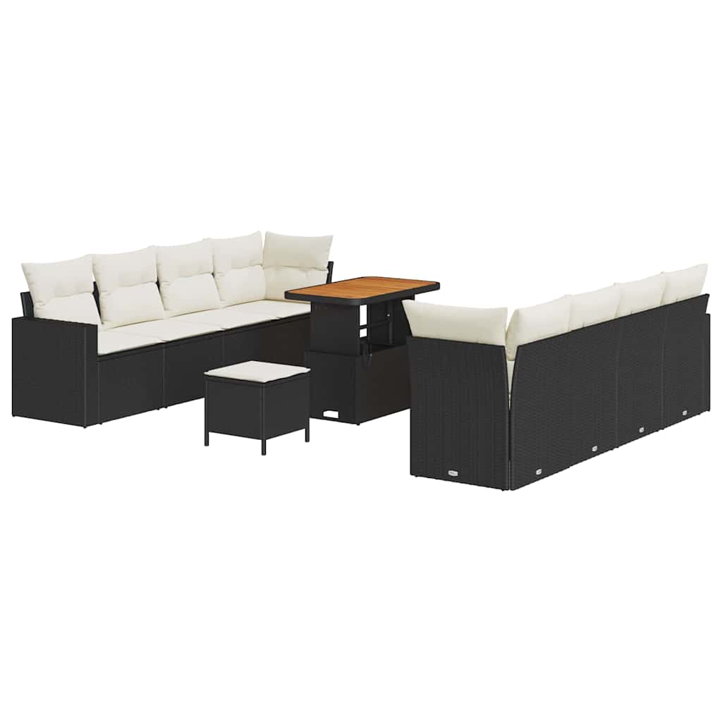 Gartensofa-set 11 stk. Schwarz Poly-Rattan