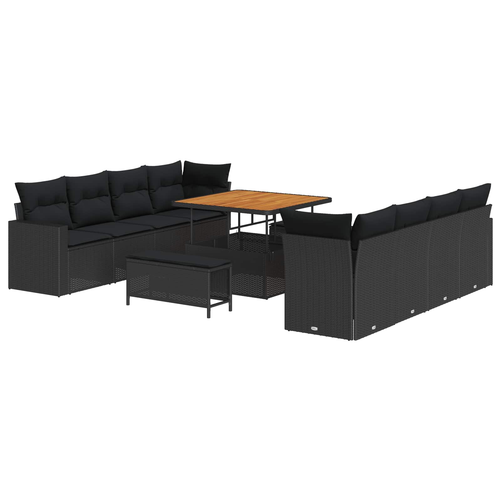 Gartensofa-set 11 stk. Schwarz Poly-Rattan