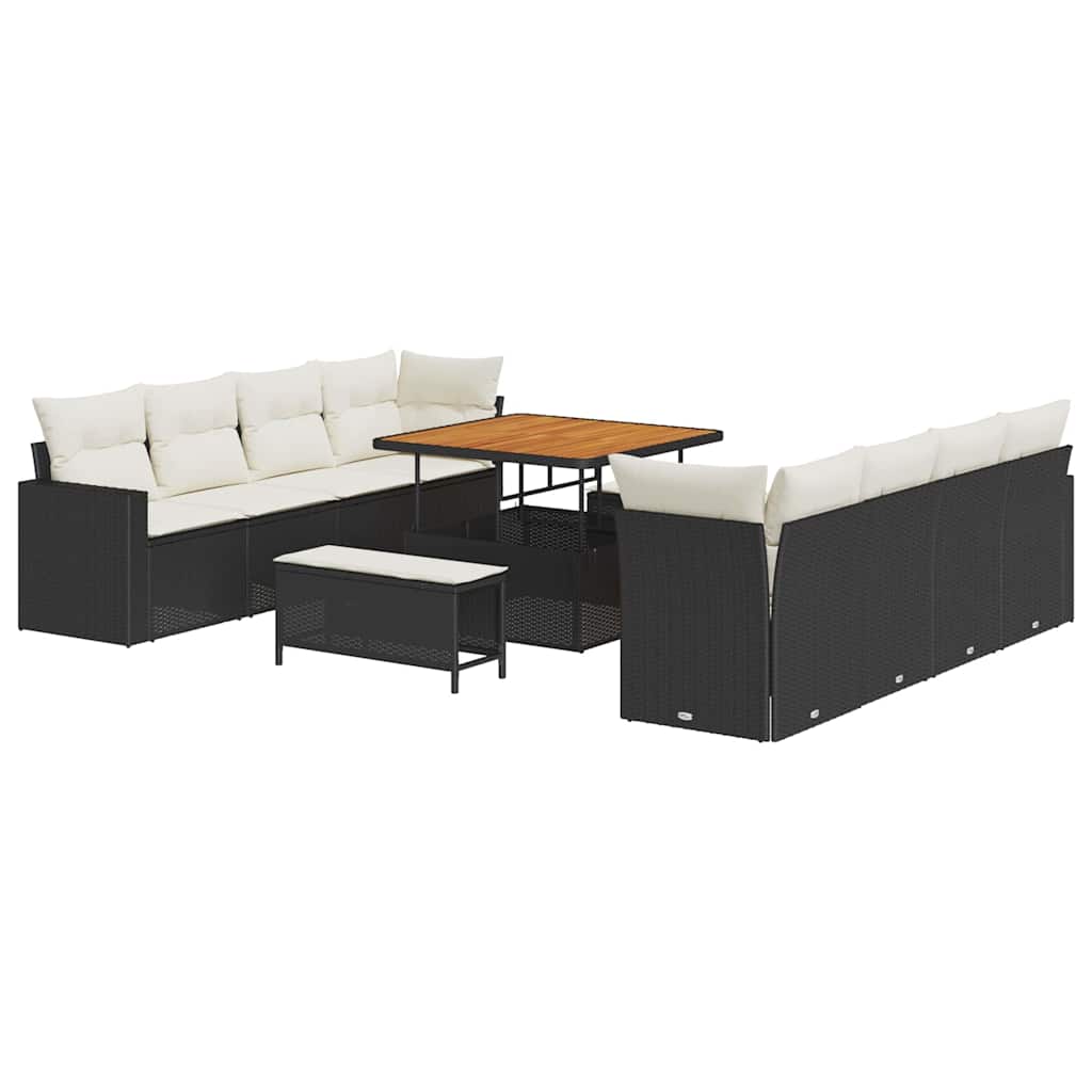 Gartensofa-set 11 Stk. Schwarz Poly-Rattan