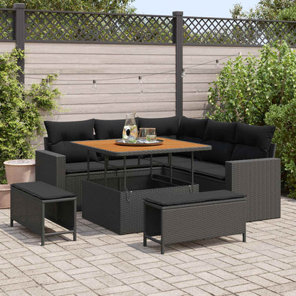 Gartensofa-set 8 stk. Schwarz Poly-Rattan