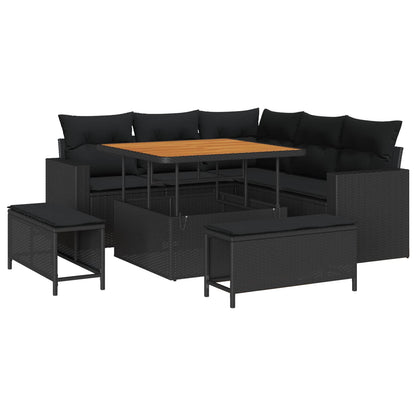 Gartensofa-set 8 stk. Schwarz Poly-Rattan