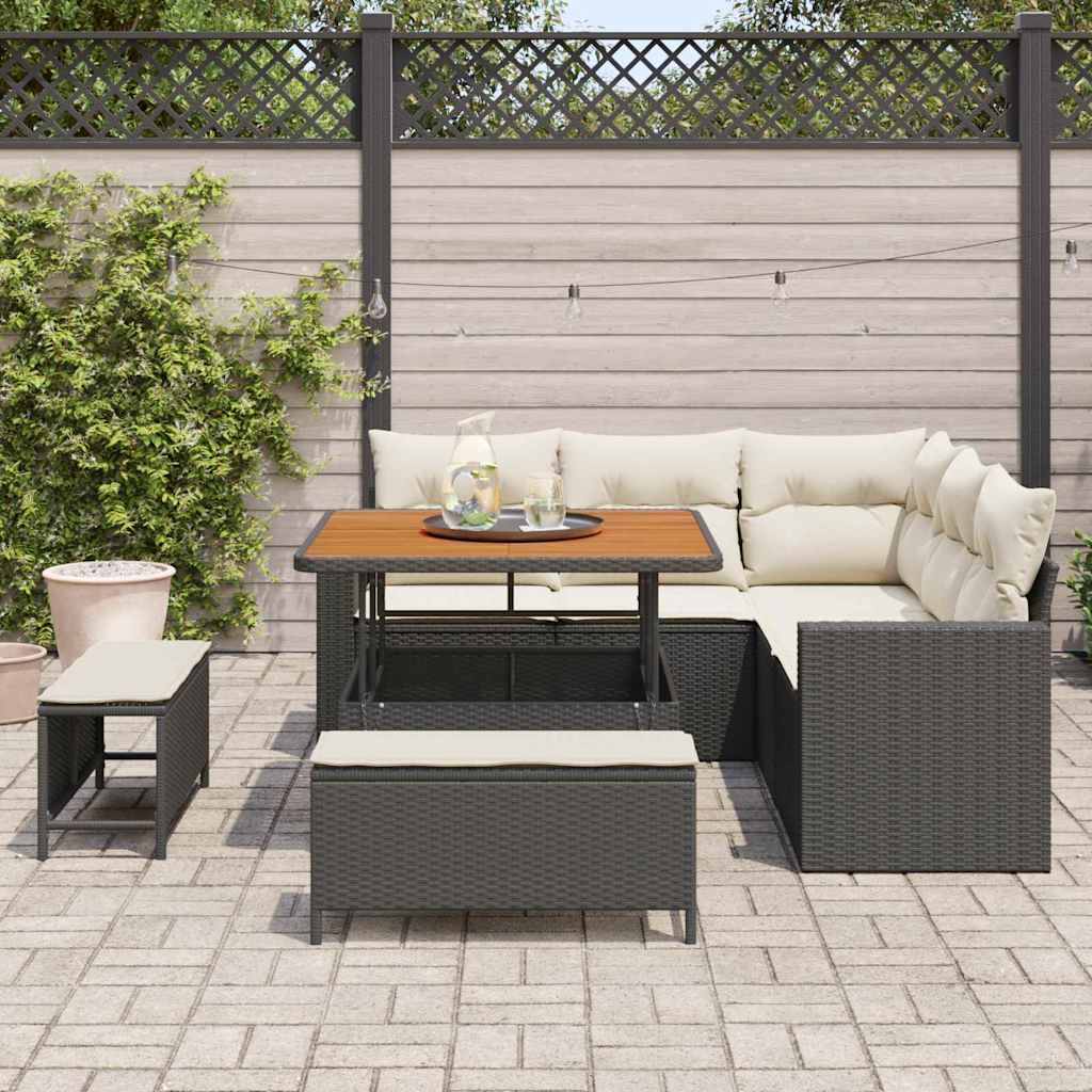 Gartensofa-set 8 stk. Schwarz Poly-Rattan