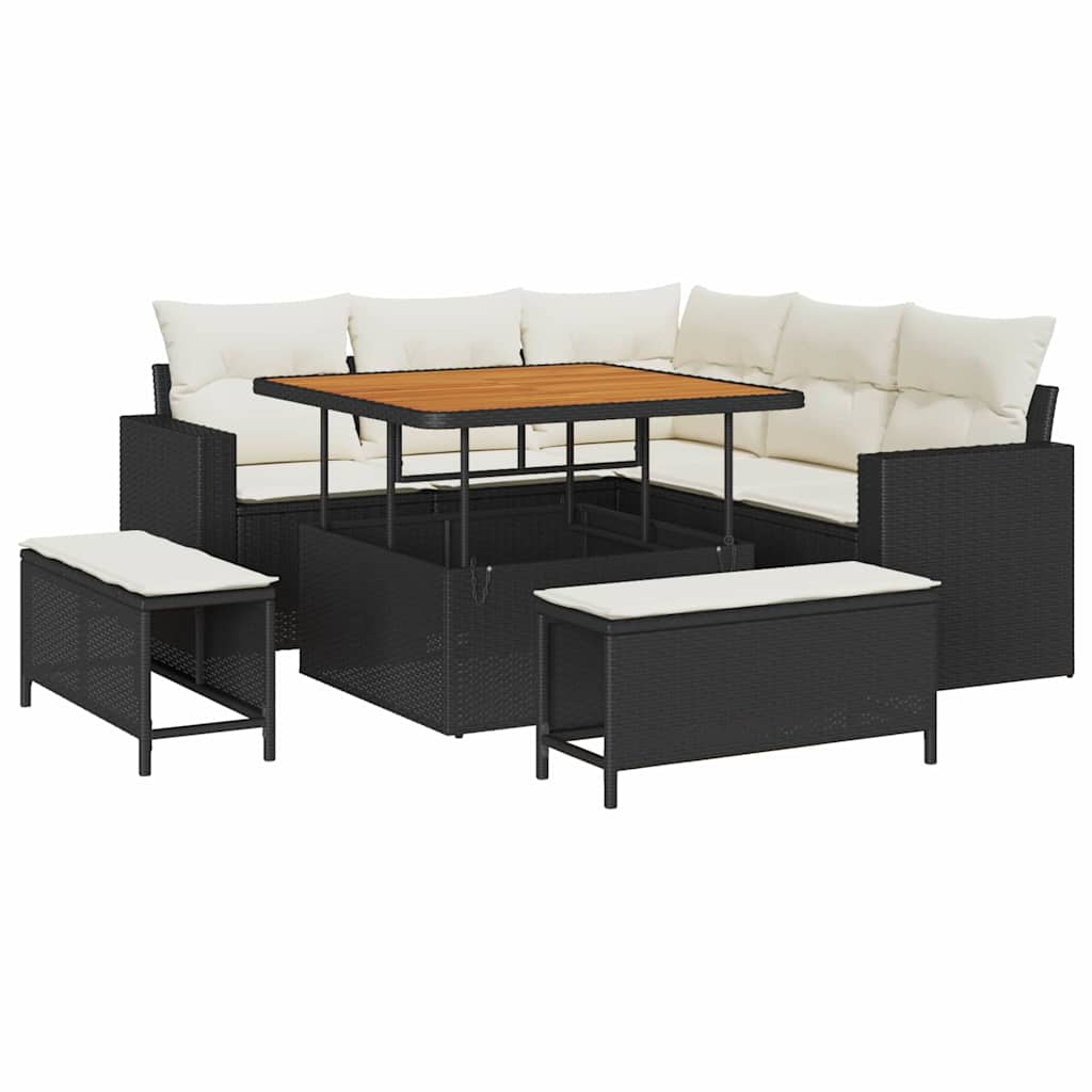 Gartensofa-set 8 stk. Schwarz Poly-Rattan