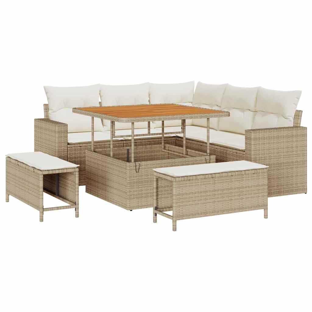 Gartensofa-set 8 stk. Beige Poly-Rattan