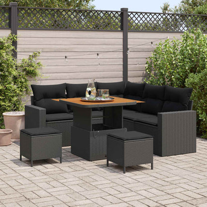 Gartensofa-set 8 stk. Schwarz Poly-Rattan