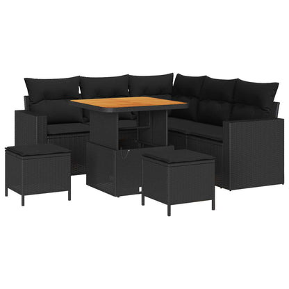 Gartensofa-set 8 stk. Schwarz Poly-Rattan