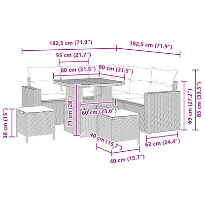 Gartensofa-set 8 stk. Schwarz Poly-Rattan