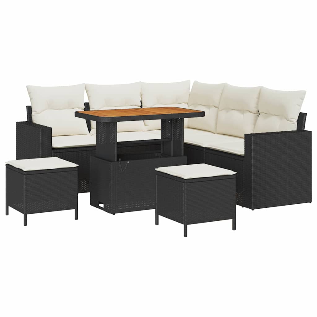 Gartensofa-set 8 stk. Schwarz Poly-Rattan