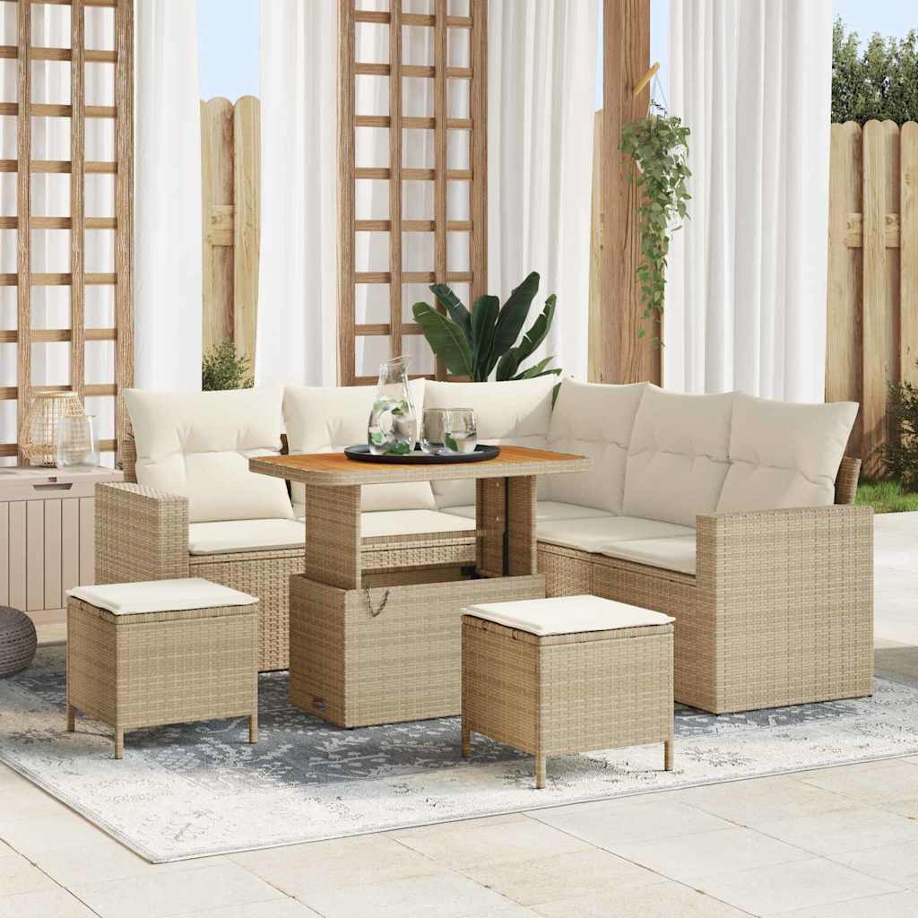 Gartensofa-set 8 stk. Beige Poly-Rattan