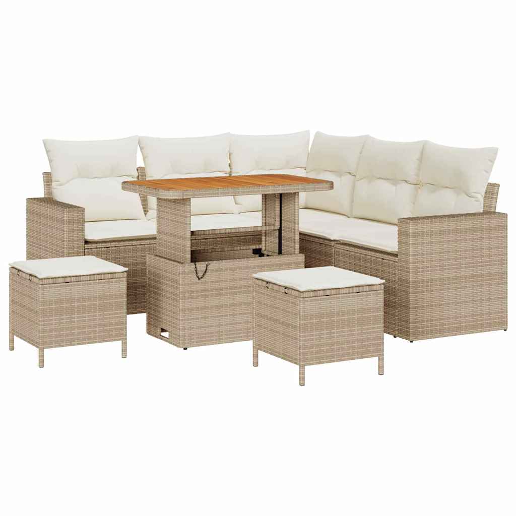 Gartensofa-set 8 stk. Beige Poly-Rattan