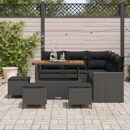 Gartensofa-set 9 stk. Schwarz Poly-Rattan