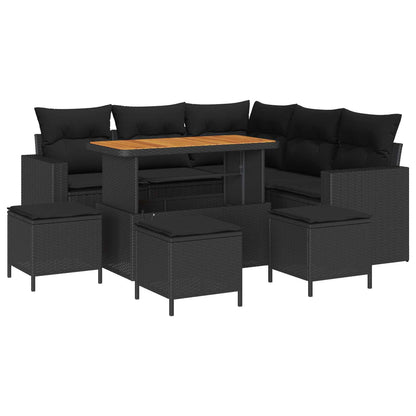 Gartensofa-set 9 stk. Schwarz Poly-Rattan