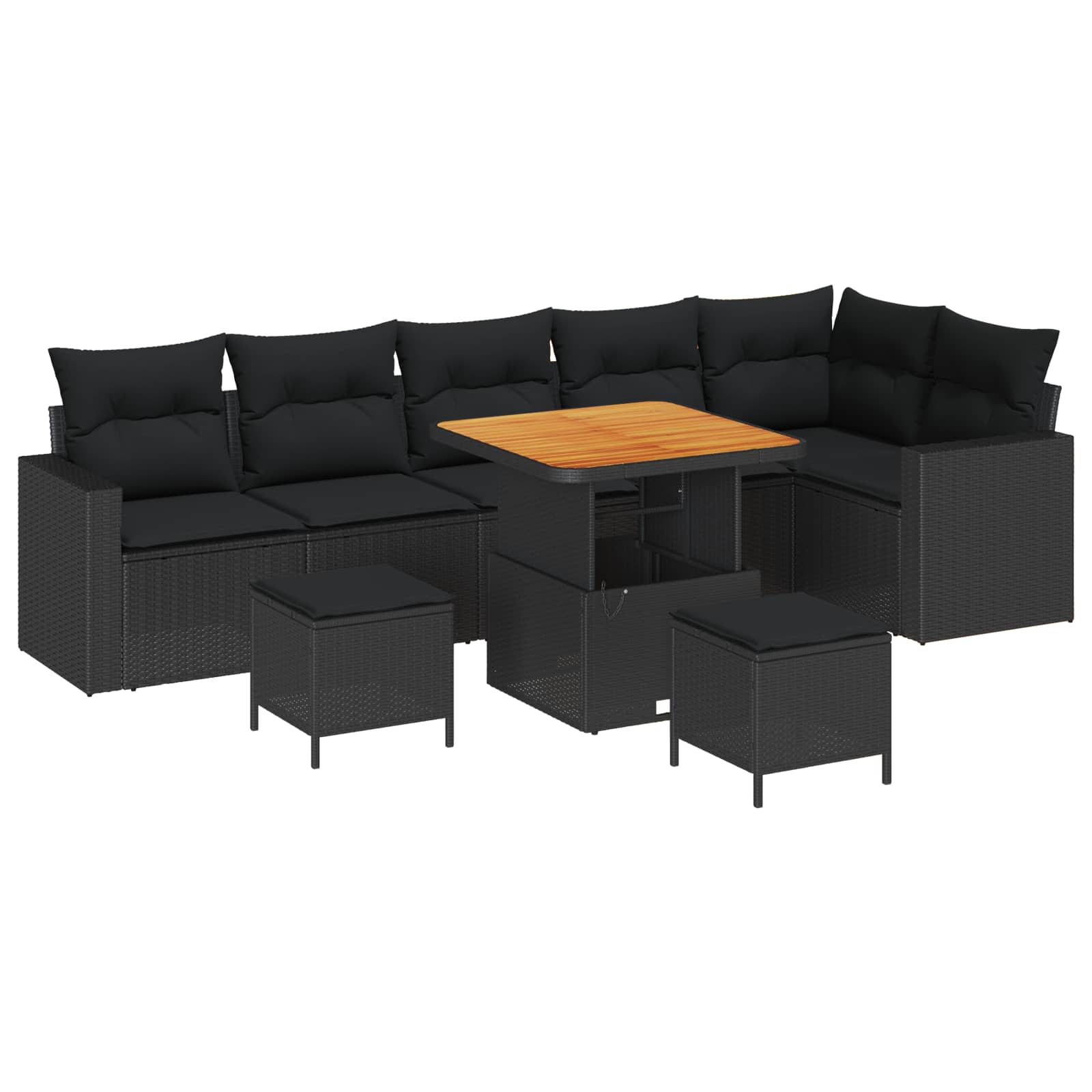 Gartensofa-set 9 stk. Schwarz Poly-Rattan