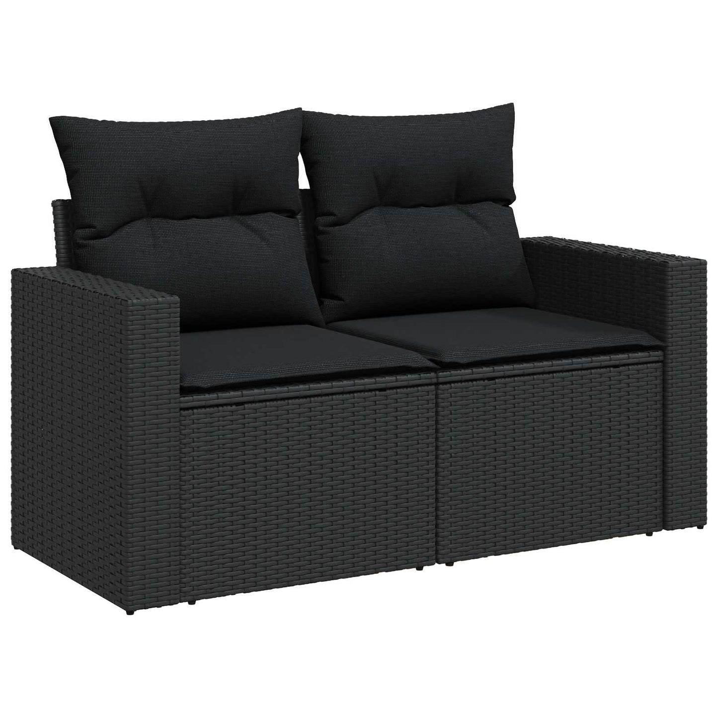 Gartensofa-set 9 stk. Schwarz Poly-Rattan
