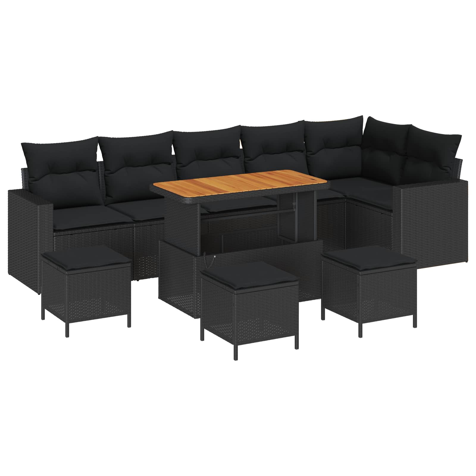 Gartensofa-set 10 stk. Schwarz Poly-Rattan