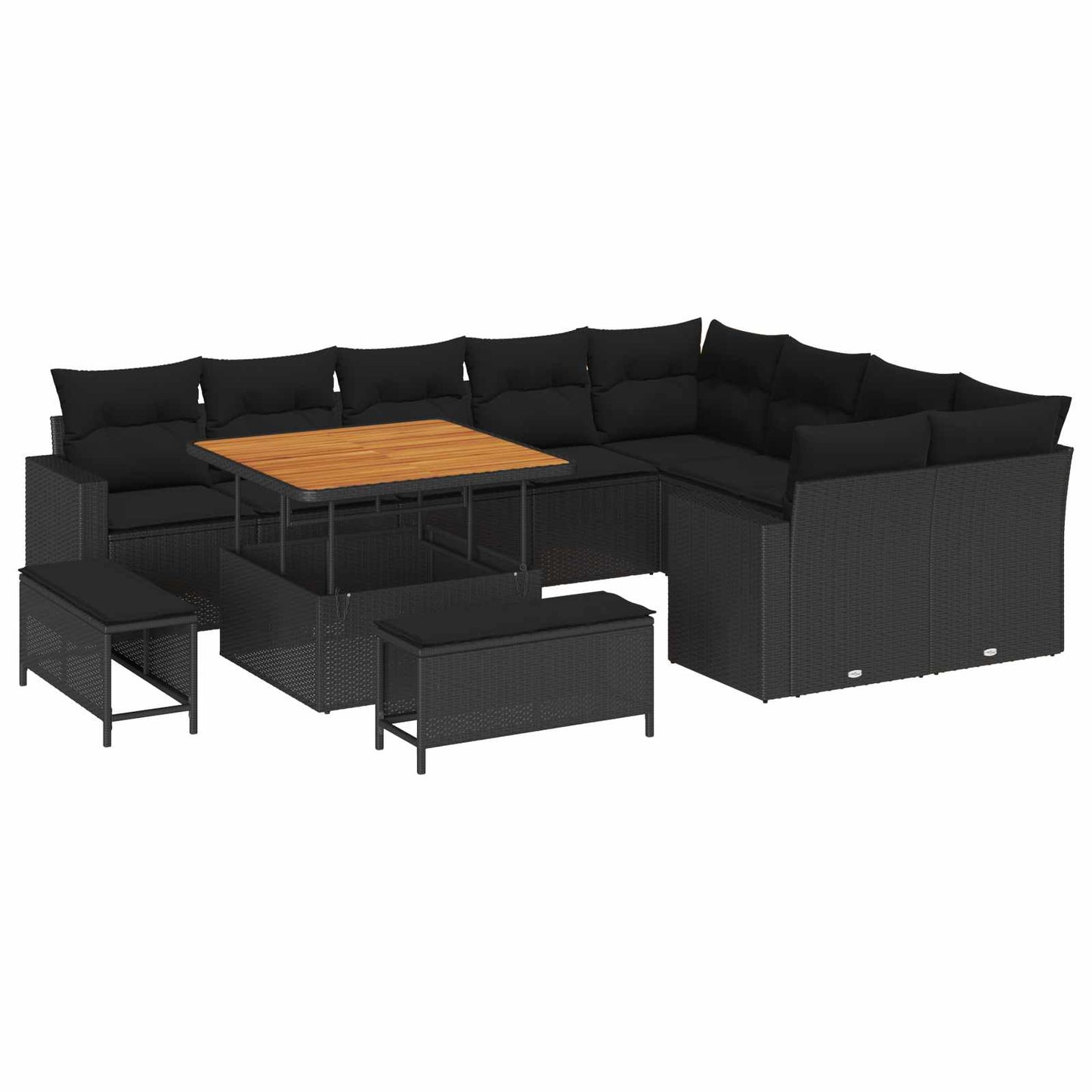 Gartensofa-set 12 stk. Schwarz Poly-Rattan