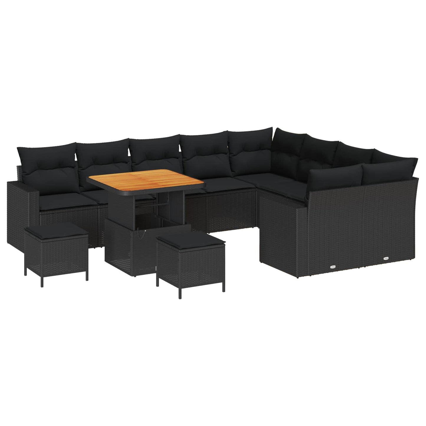 Gartensofa-set 12 stk. Schwarz Poly-Rattan