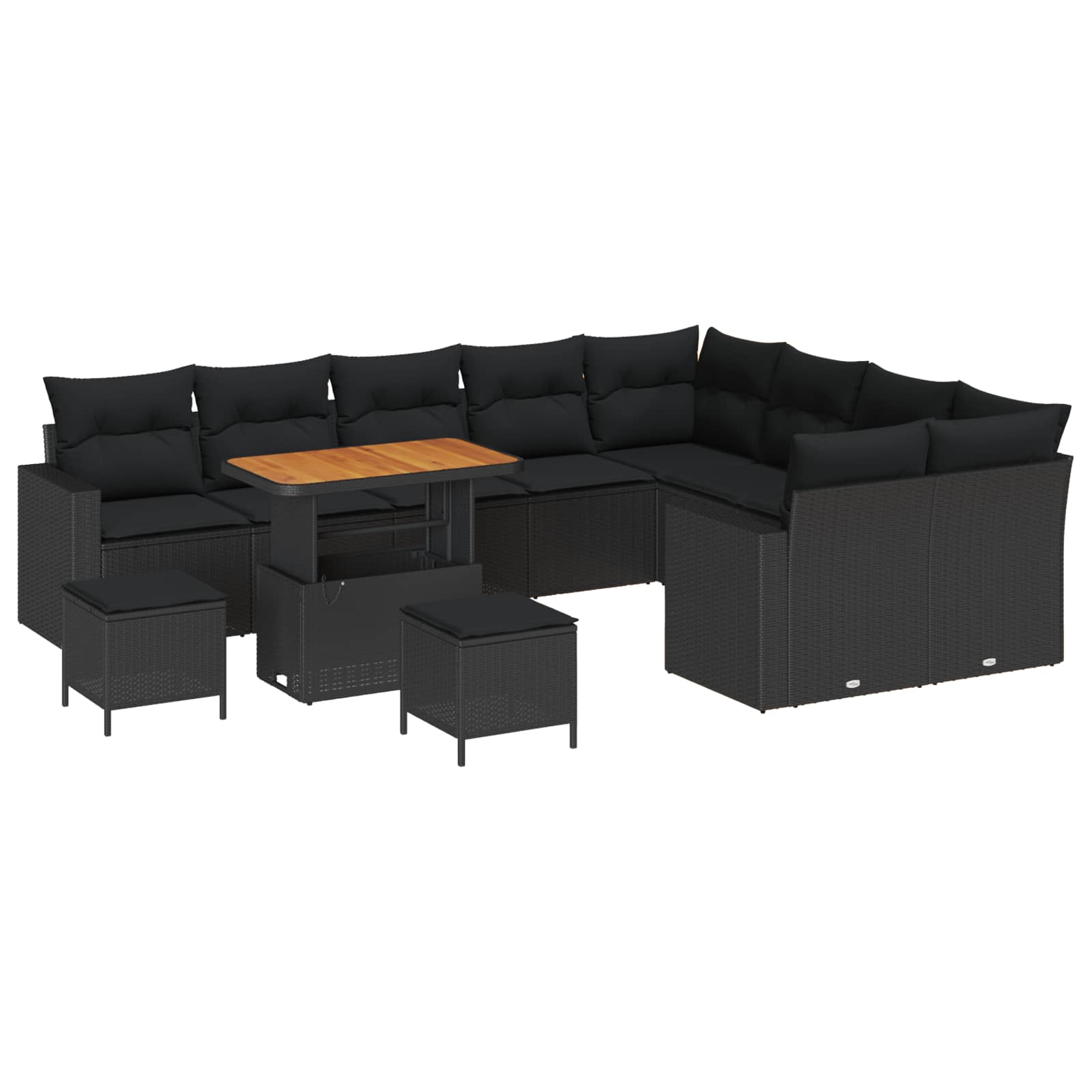 Gartensofa-set 12 stk. Schwarz Poly-Rattan