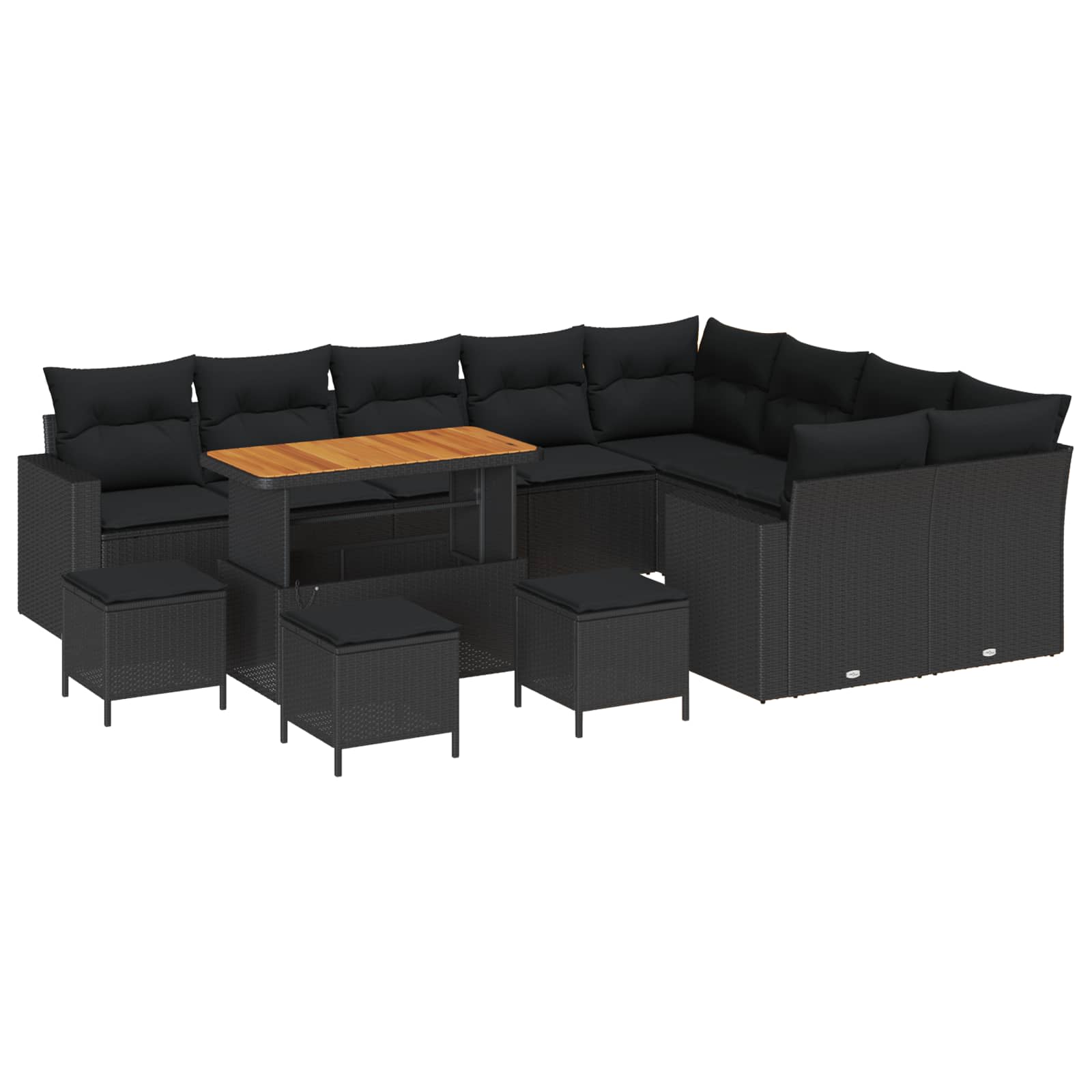 Gartensofa-set 13 Stk. Schwarz Poly-Rattan