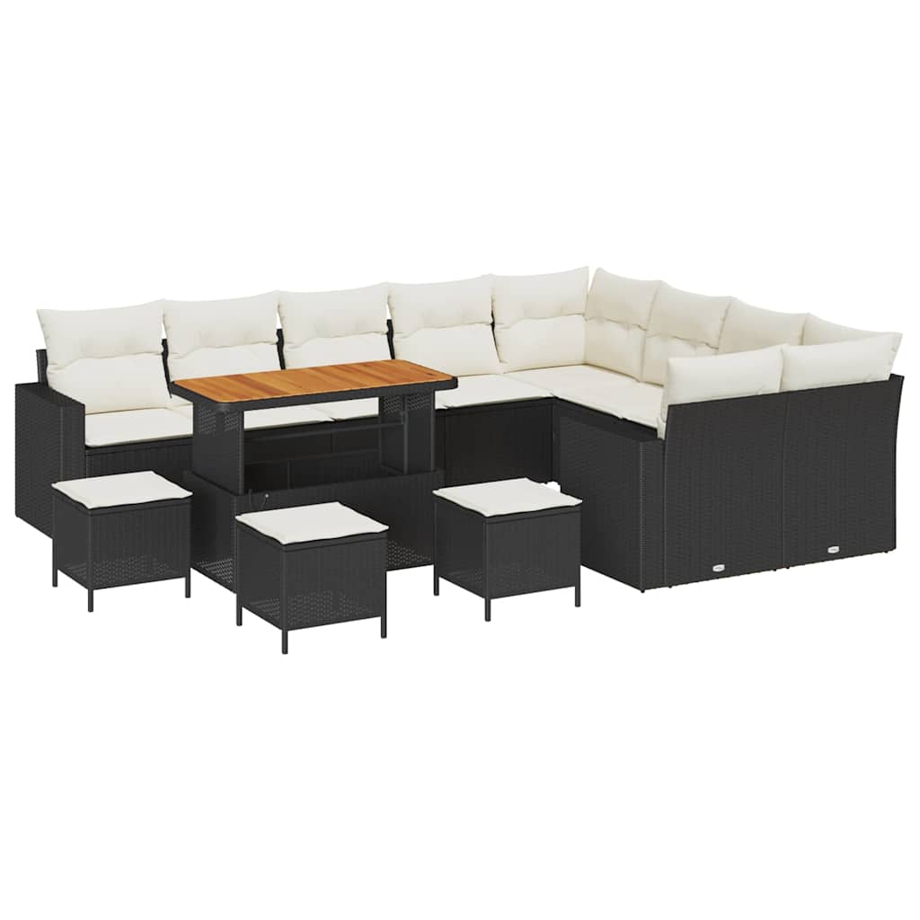 Gartensofa-set 13 stk. Schwarz Poly-Rattan